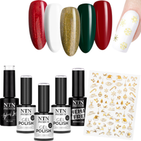 5x NTN Lakier Hybrydowy 5g Christmas ZESTAW 5w1 + Naklejki CB-149