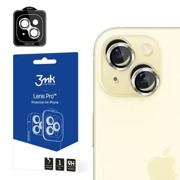 Osłona aparatu 3mk Lens Protection Pro na iPhone 15 - żółta zdjęcie 1
