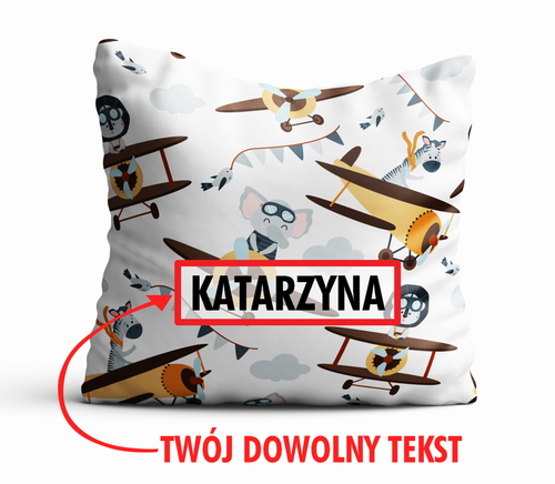 Poduszka DZIECIĘCA z Twoim napisem PD60 słonik w samolocie na Arena.pl