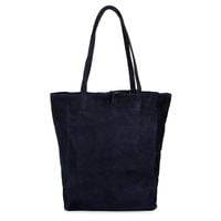 VERA PELLE torebka zamszowa shopper z rzemykami na ramię V462 granatowa