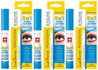 3 x EVELINE ODŻYWKA DO RZĘS 8W1 TOTAL ACTION 10ML Odżywia cebulki