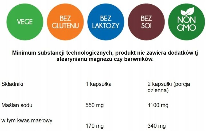 Maślan sodu 100 kapsułek 550mg ALINESS zdjęcie 3