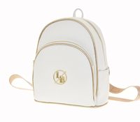 Laura Biaggi – plecak z kieszonką biały groszek złota lamówka MG293