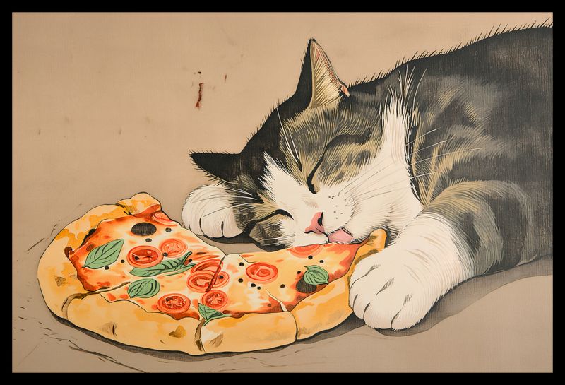 Plakat 45x30cm Pizza Dla Kota zdjęcie 2