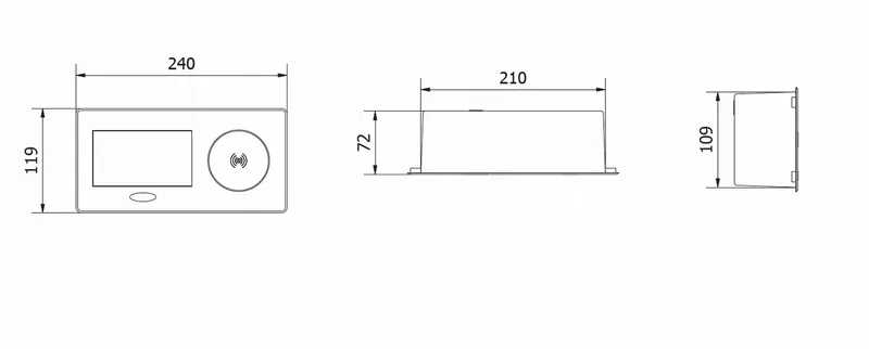 Przedłużacz biurkowy wpuszczany 1 gniazdo + ładowarka indukcyjna + 2 x USB, Srebrny zdjęcie 3