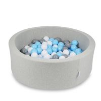 Suchy basen 90x30cm jasnoszary z piłeczkami 200szt (jasnobłękitne, białe, szare)