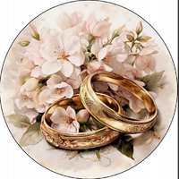 Opłatek na tort Rocznica Ślubu Ślub Młoda Para Obrączki Okazjonalny