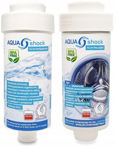 FILTR WODY PRYSZNICOWY BIAŁY + DO PRALKI PRALKOWY NA ROK 3w1 AQUA shock na Arena.pl