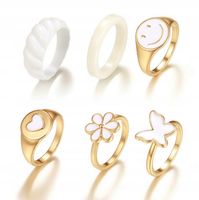 Zestaw pierścionków złotych motyl serce uśmiech