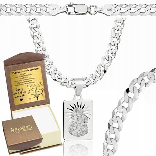 Łańcuszek Srebrny Męski Pancerka 5,00 mm z Medalikiem pr 925 Grawer Gratis na Arena.pl