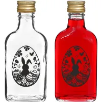 Butelka piersiówka 200 ml, ze złotą zakrętką, nadruk Pisanka Wielkanocna1sz