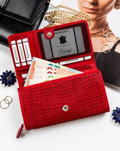 duży portfel damski ze skóry naturalnej - rovicky na Arena.pl