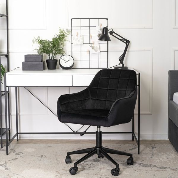 Krzesło Obrotowe Fotel Młodzieżowy Obrotowy Dla Dziecka Czarny Welur LUCY zdjęcie 3