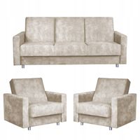 Zestaw mebli wypoczynkowy Alicja wersalka kanapa fotele  beżowy