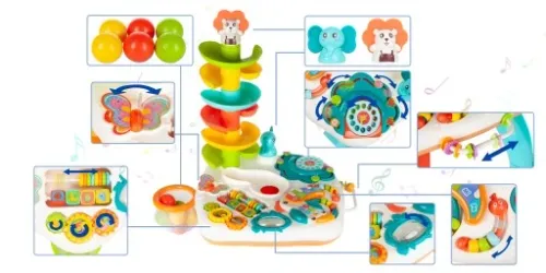 STOLIK INTERAKTYWNY EDUKACYJNY ZJEŻDŻALNIA PIŁEK PIŁECZKI PIANINKO PAPUGA na Arena.pl