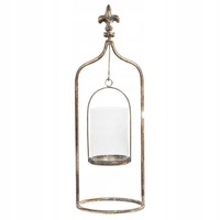 ŚWIECZNIK ZŁOTY tealight retro metalowy szklany dodatek do salonu sypialni