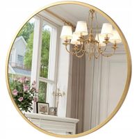 Lustro Okrągłe w Metalowej Złotej Ramie Ścienne Wiszące loft 80 cm