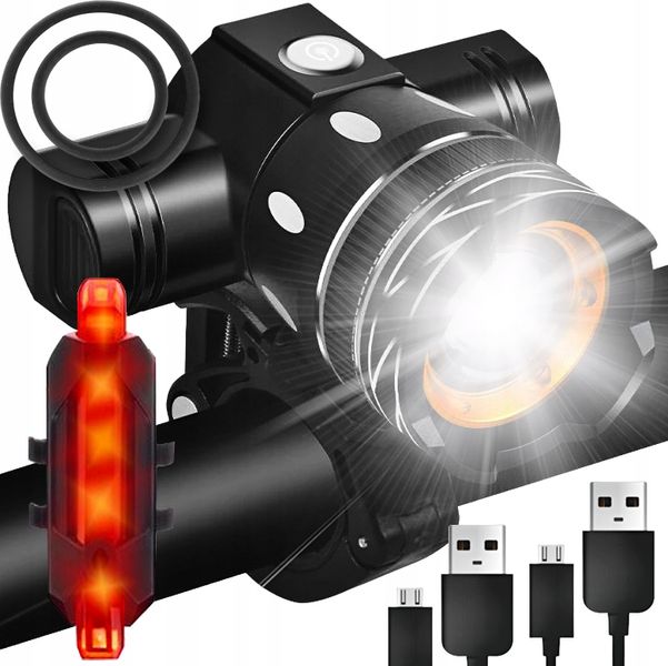 LAMPKA ROWEROWA T6 USB + TYŁ zdjęcie 5