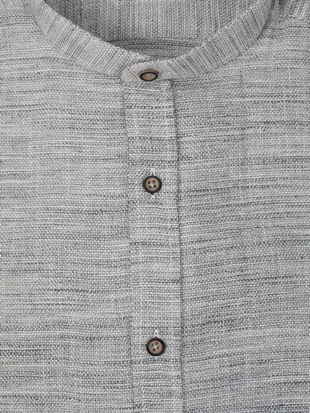 Koszula męska ze stójką slim fit lniana bawełna a'la len L-41/42 zdjęcie 2