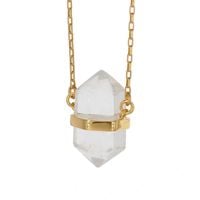 Naszyjnik - Kryształem Górskim sopel w okuciu na łańcuszku złoconym 55