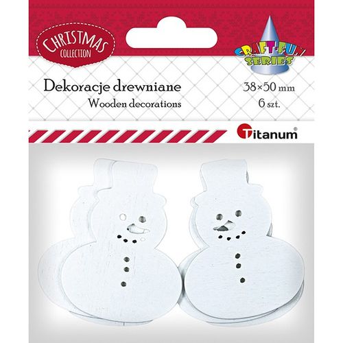 dekoracje drewniane 6 szt 38x50mm titanum bałwanek na Arena.pl