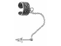 Elegancki oksydowany srebrny kolczyk nausznica ear cuff ze wzorem srebro 925 K1170