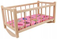 KOŁYSKA DREWNIANA DZIECIĘCA DLA LALEK Z MATERACEM ŁÓŻECZKO ZABAWKA