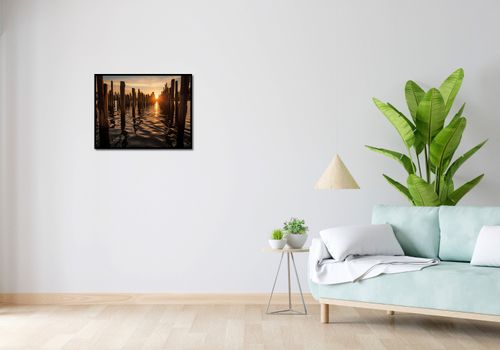 Plakat 65x50cm Zachód Słońca przy Palach na Arena.pl