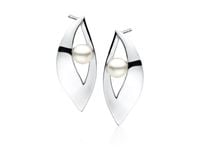 Eleganckie rodowane srebrne kolczyki łezki krople perły perełki srebro 925 KS0245E