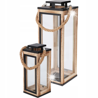 ZESTAW LAMPIONÓW DREWNIANYCH Z UCHWYTEM MAŁY 124X320MM DUŻY 178X500MM