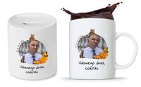 Zestaw Andrzej Duda Pis Prezent Kubek + Skarbonka Z Nadrukiem Ze Zdjęciem