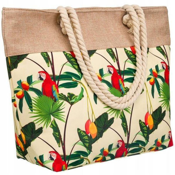 Torba Plażowa Duża Zapinana Na Zamek Torebka Shopper z Podszewką Piknik XXL zdjęcie 1