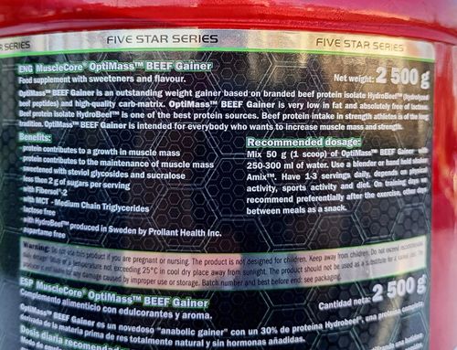 Gainer bez Cukru 5kg OptiMass Beef BCAA Glutamina Węglowodany Beef Protein na Arena.pl