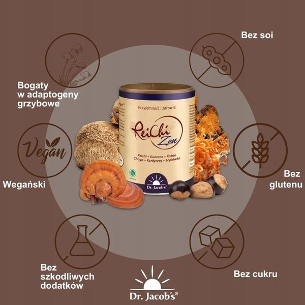 KAWA ReiChi Zen adaptogeny grzybowe Dr. Jacobs 150g zdjęcie 3