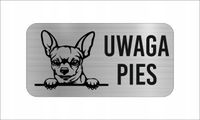 GRAWER Tabliczka laminat 20x10 cm UWAGA PIES Chihuahua