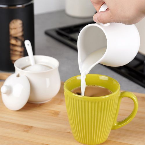 Zestaw Cukierniczka Mlecznik Łyżeczka Pojemnik na Cukier Mleko Biała na Arena.pl