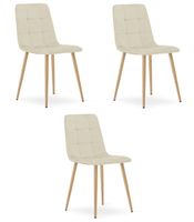 Krzesło KARA - jasny beż aksamit / nogi kolor drewna x 3