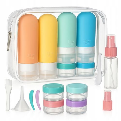 KOSMETYCZKA PODRÓŻNA POJEMNIKI DO SAMOLOTU BUTELKI ZESTAW PODRÓŻNY na Arena.pl