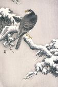 Plakat 30x45cm Goshawk on Snow, Koson Japoński Vintage do Salonu