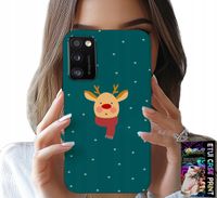 ETUI DO SAMSUNG GALAXY A41 - RENIFER NA ZIELONYM TLE ŚWIĄTECZNE WZORY