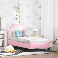 Stelaż łóżka dla malucha z oparciem Różowy 70 x 140 cm PU