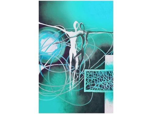 100 70CM OBRAZ PŁÓTNO TAŃCZĄCE POSTACIE NIEBIESKIM PŁÓTNO RAMA na Arena.pl