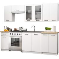 MEBLE KUCHENNE ZESTAW OLIWIA Z WITRYNĄ 2.4M H720 BIAŁY