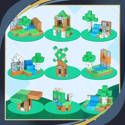 KLOCKI MAGNETYCZNE Sześciany Piksele Dla dzieci 200 KLOCKÓW + 2 LUDZIKI na Arena.pl