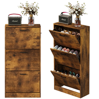 SZAFKA NA BUTY RUSTYKALNY BRĄZ DO PRZEDPOKOJU NOWOCZESNA 3 PÓŁKI UCHYLNA