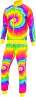 KOSTIUM DRES LATA 80. TIE-DYE PSYCHODELICZNY ZESTAW UV PRZEBRANIE S