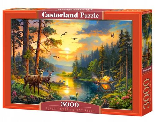 PUZZLE 3000 UKŁADANKA WIDOK ZWIERZĘTA ZACHÓD ŚŁOŃCE LAS RZEKA 9+ CASTOR na Arena.pl