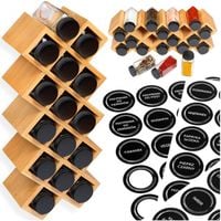 POJEMNIKI NA PRZYPRAWY PRZYPRAWNIK BAMBUS STOJAK DREWNIANY ZESTAW