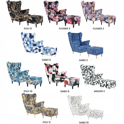 Fotel uszak ARI PRINT z podnóżkiem skandynawski  kwiecisty na Arena.pl