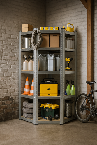 Regał magazynowy narożny metalowy srebrny 5 półek 2w1 180x90x90x40 cm na Arena.pl